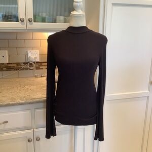 Abercrombie & Fitch Black Long Sleeve Ribbed Top Large Flare